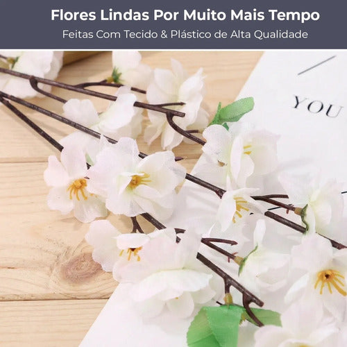 Kit 10 Galhos de Cerejeira Artificial 120 cm - Branco