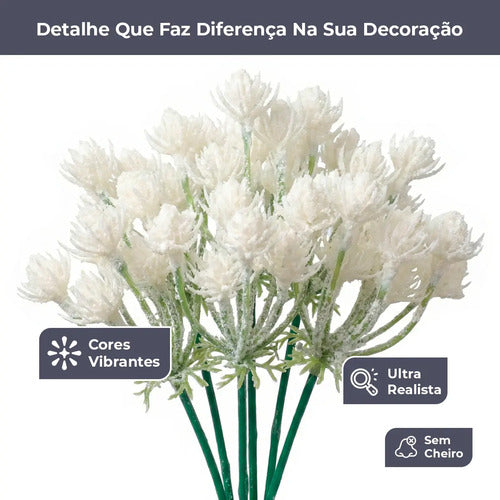Kit 6 Flores Artificiais Decorativas - Branco