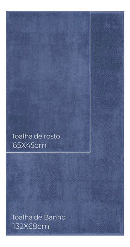 Jogo de Toalhas 4 Peças - Azul-marinho