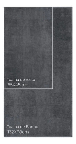 Jogo de Toalhas 4 Peças - Cinza-escuro