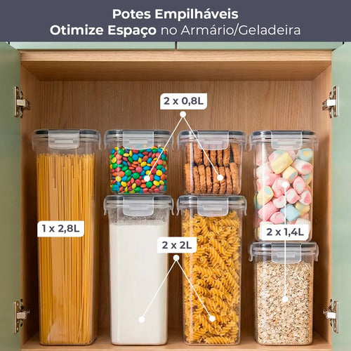 Kit 7 Potes Herméticos com Trava