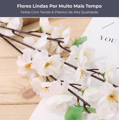 Kit 10 Galhos de Cerejeira Artificial 65 cm - Branco