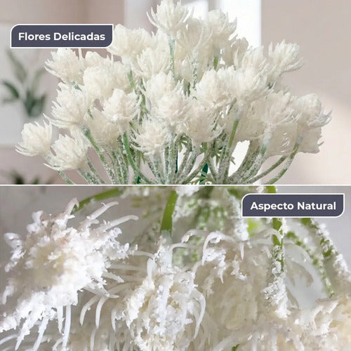 Kit 6 Flores Artificiais Decorativas - Branco
