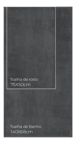 Jogo de Toalhas 5 Peças - Cinza-escuro e Rosa