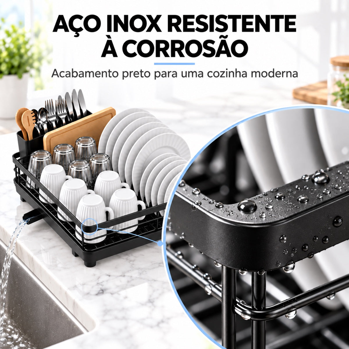 Escorredor Decolab ESC50 preto — inox